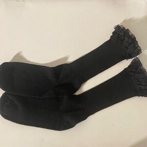 American Apparel Black Ruffle Socks
